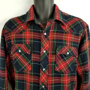 Vintage JC Penny Plaid Pearl Button Front Defects